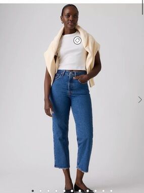 Levi Ribcage Ankle Jeans - Medium Blue